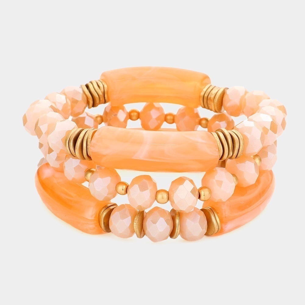 Multi Faceted Beads Stretch 3 pc - Picture 2 of 3